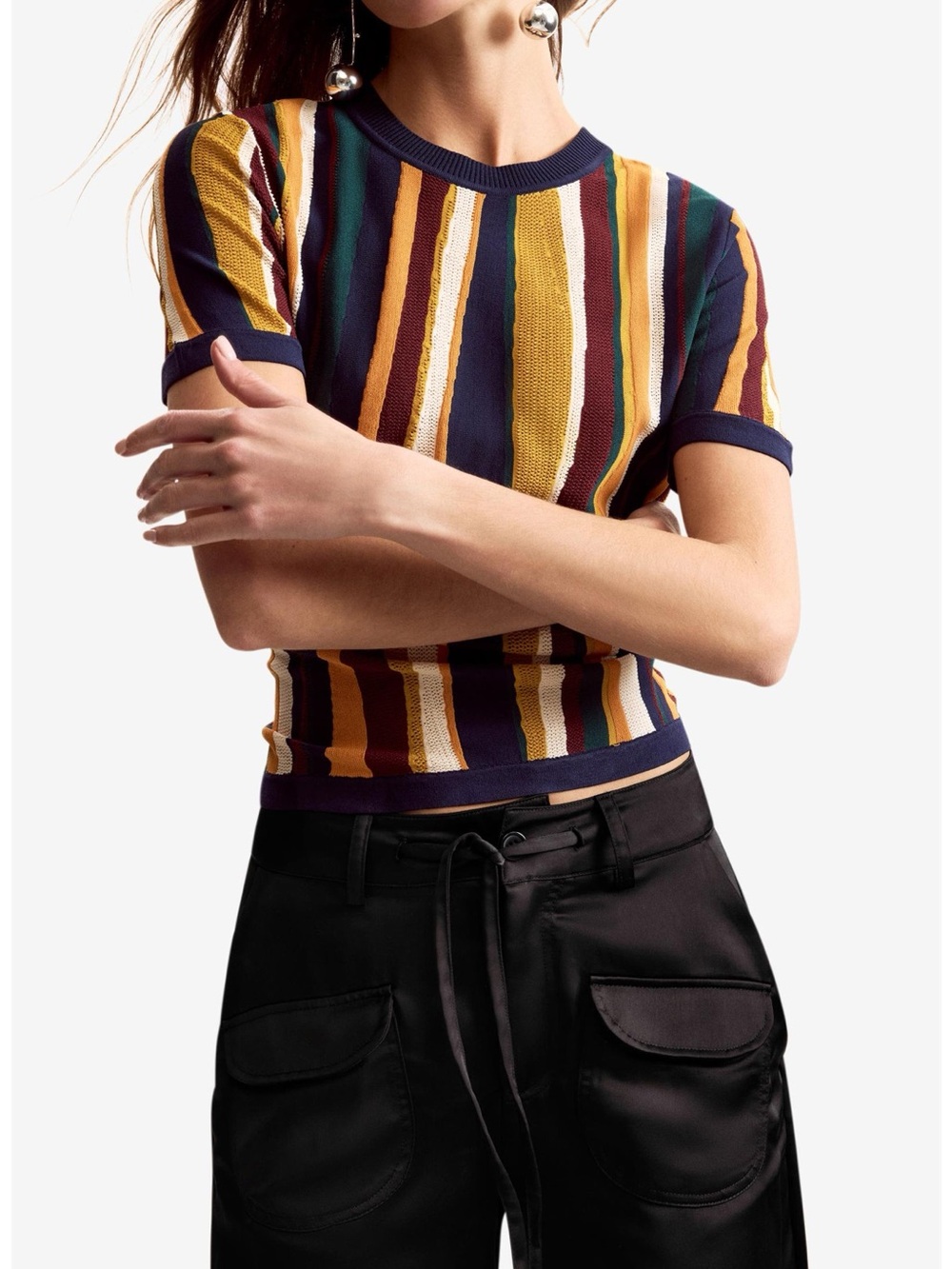 Desigual Stripe Short Sleeve Sweater